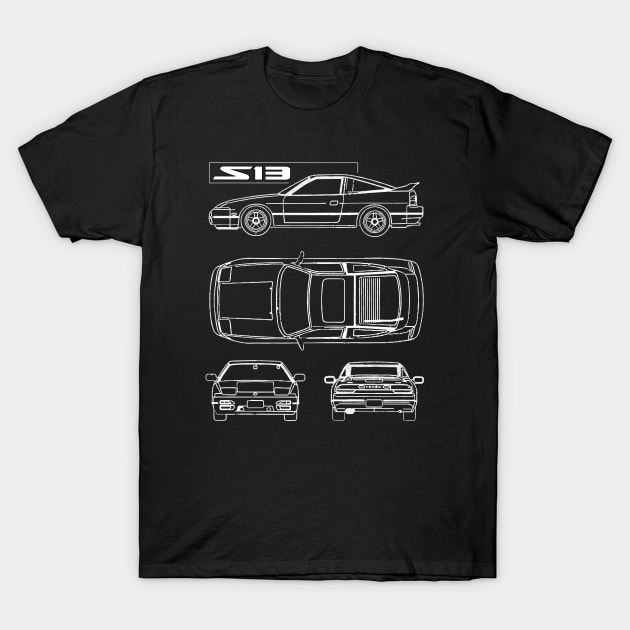 rpS13 type x AERO LINE ART DRIFTING schematic blueprint drawing jdm T-Shirt by cowtown_cowboy